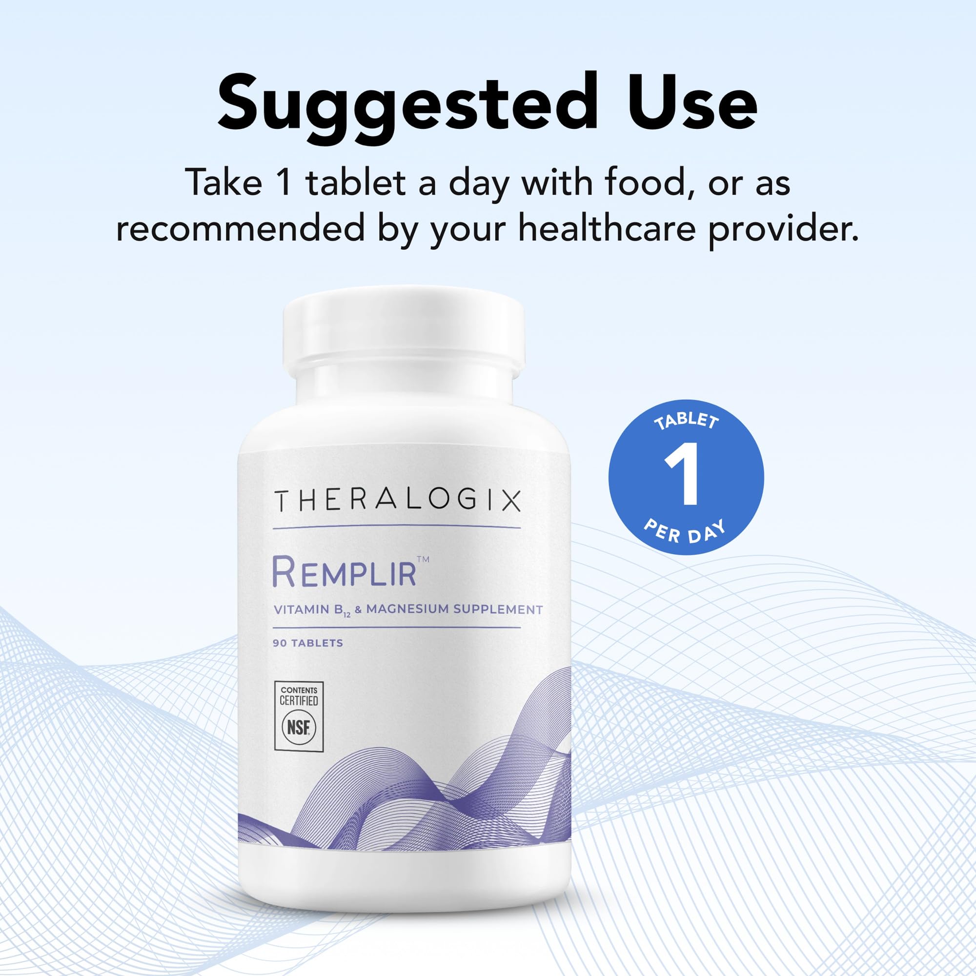 Theralogix Remplir Magnesium Supplement bottle on a wooden table