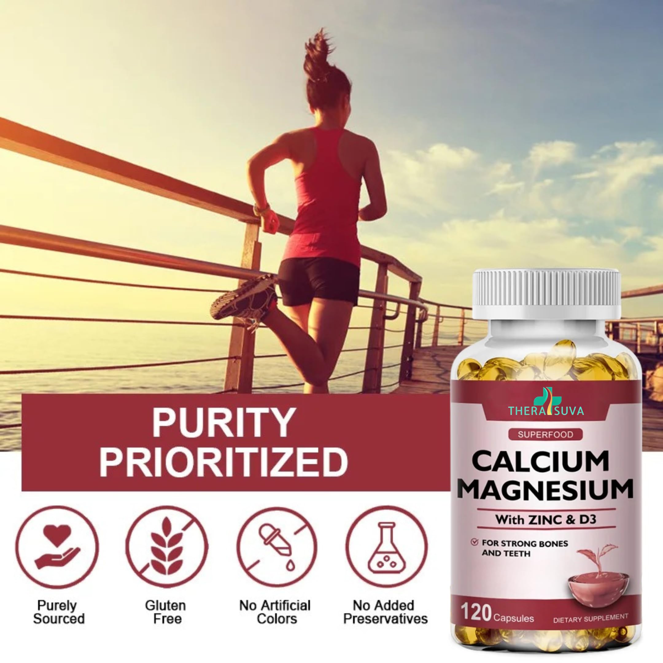 TheraSuva Calcium supplement capsules close-up