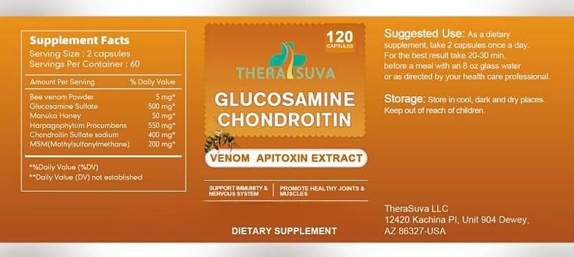 TheraSuva Chondroitin softgel capsules in a hand