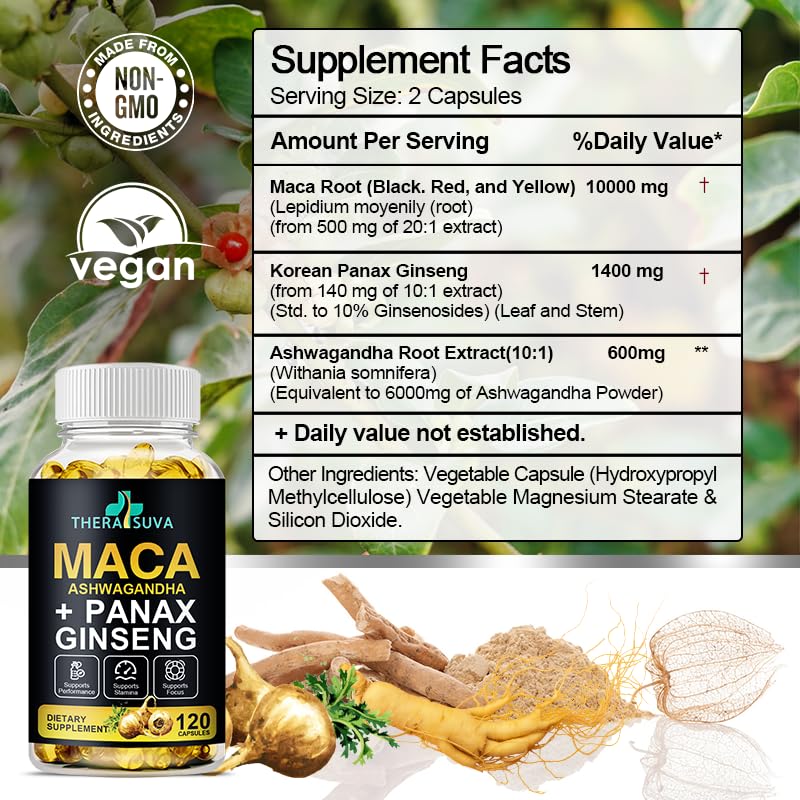 TheraSuva Ginseng Supplement 132g on a wooden table