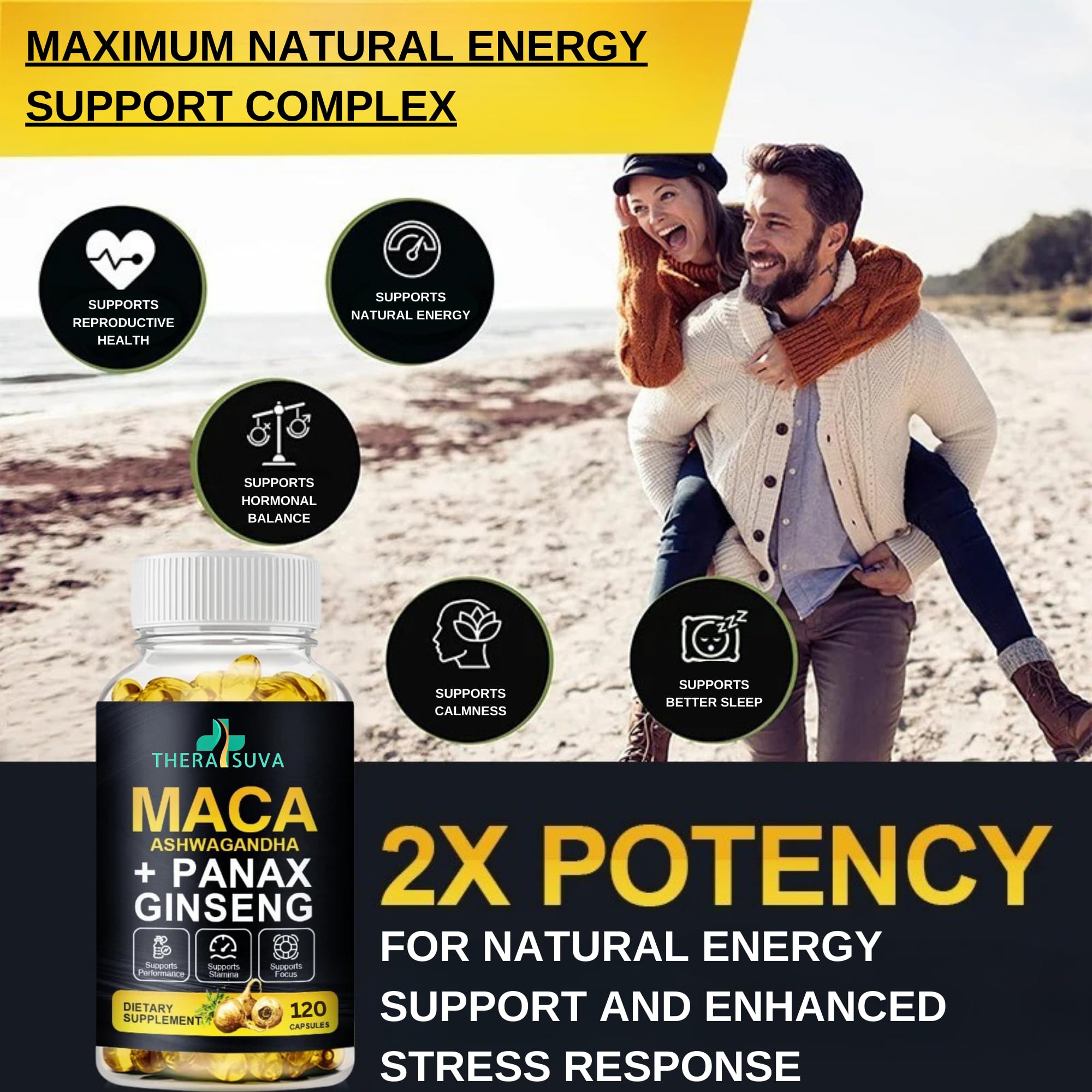 TheraSuva Ginseng Supplement 132g side view with ingredients