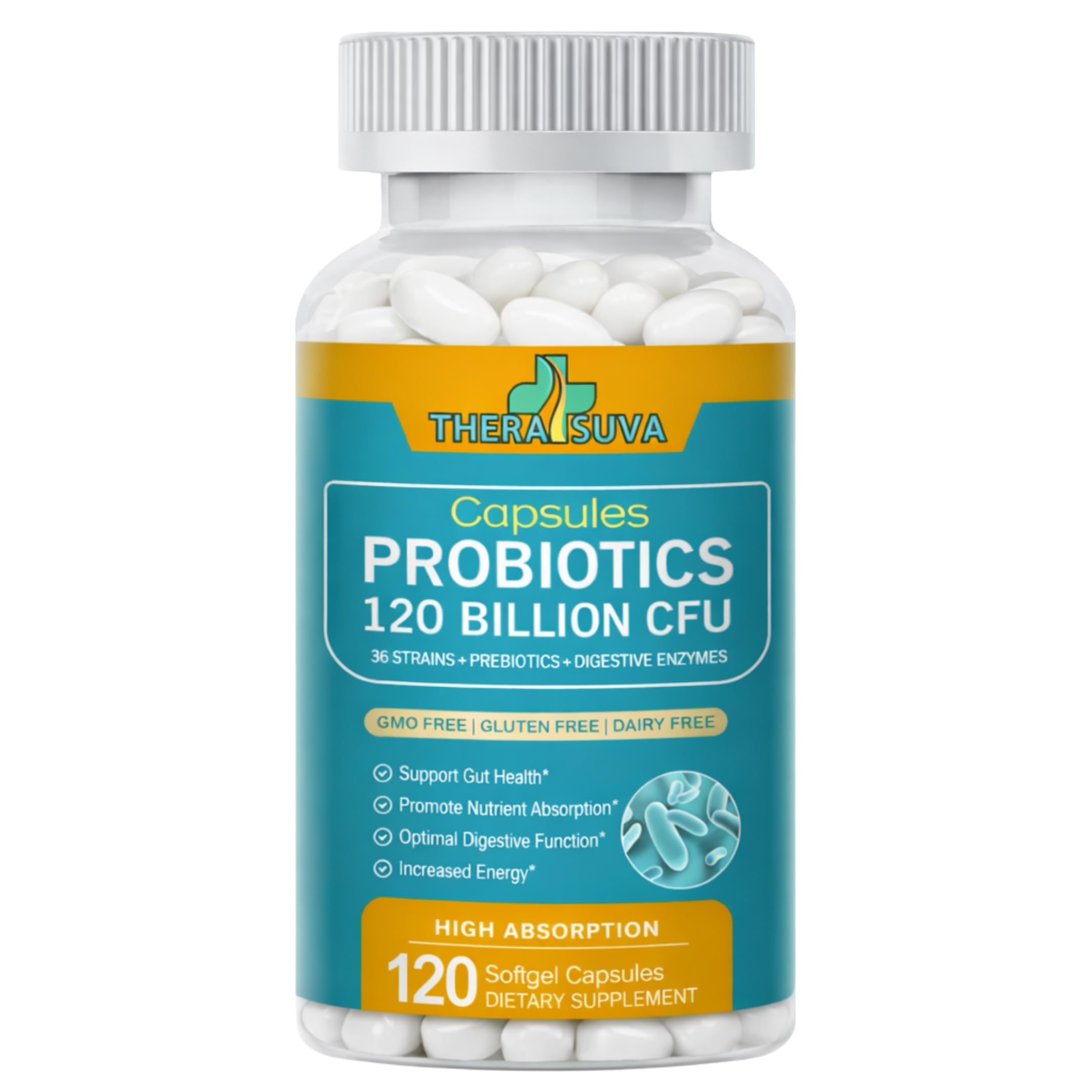TheraSuva Prebiotic Complex Capsules front view with packaging
