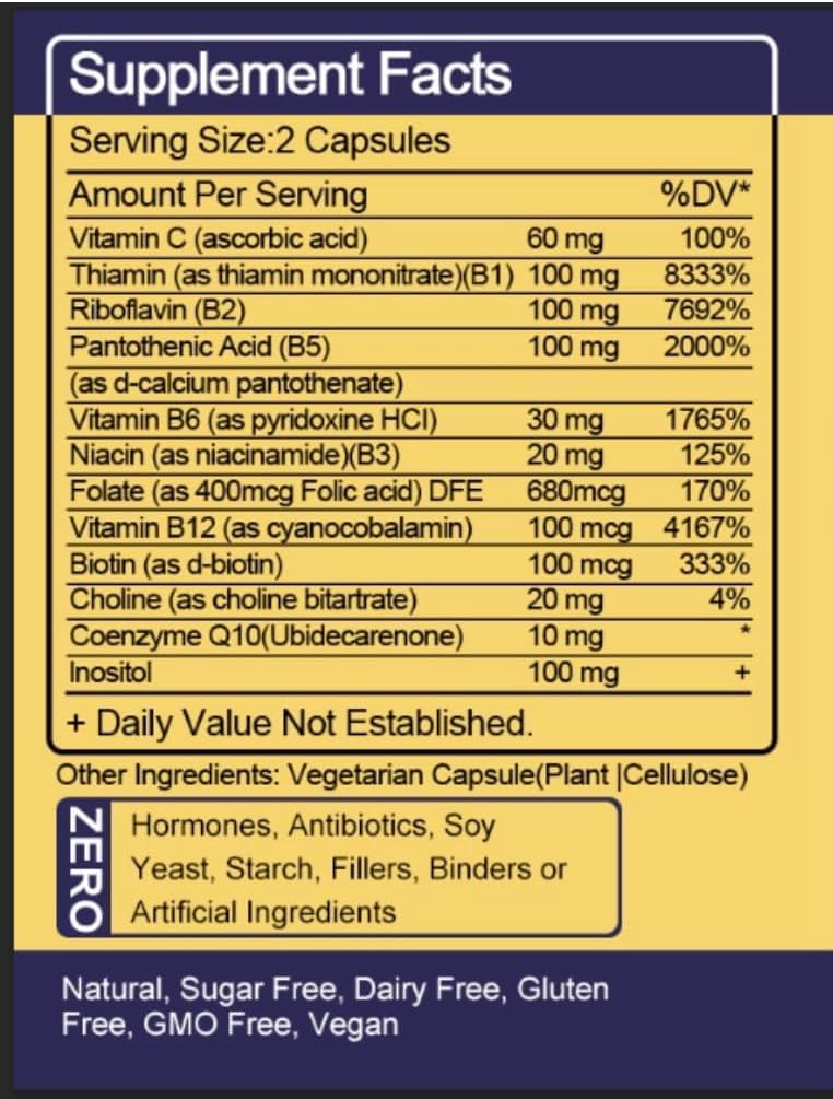 TheraSuva Vitamin B-Complex Supplement packaging with ingredients list