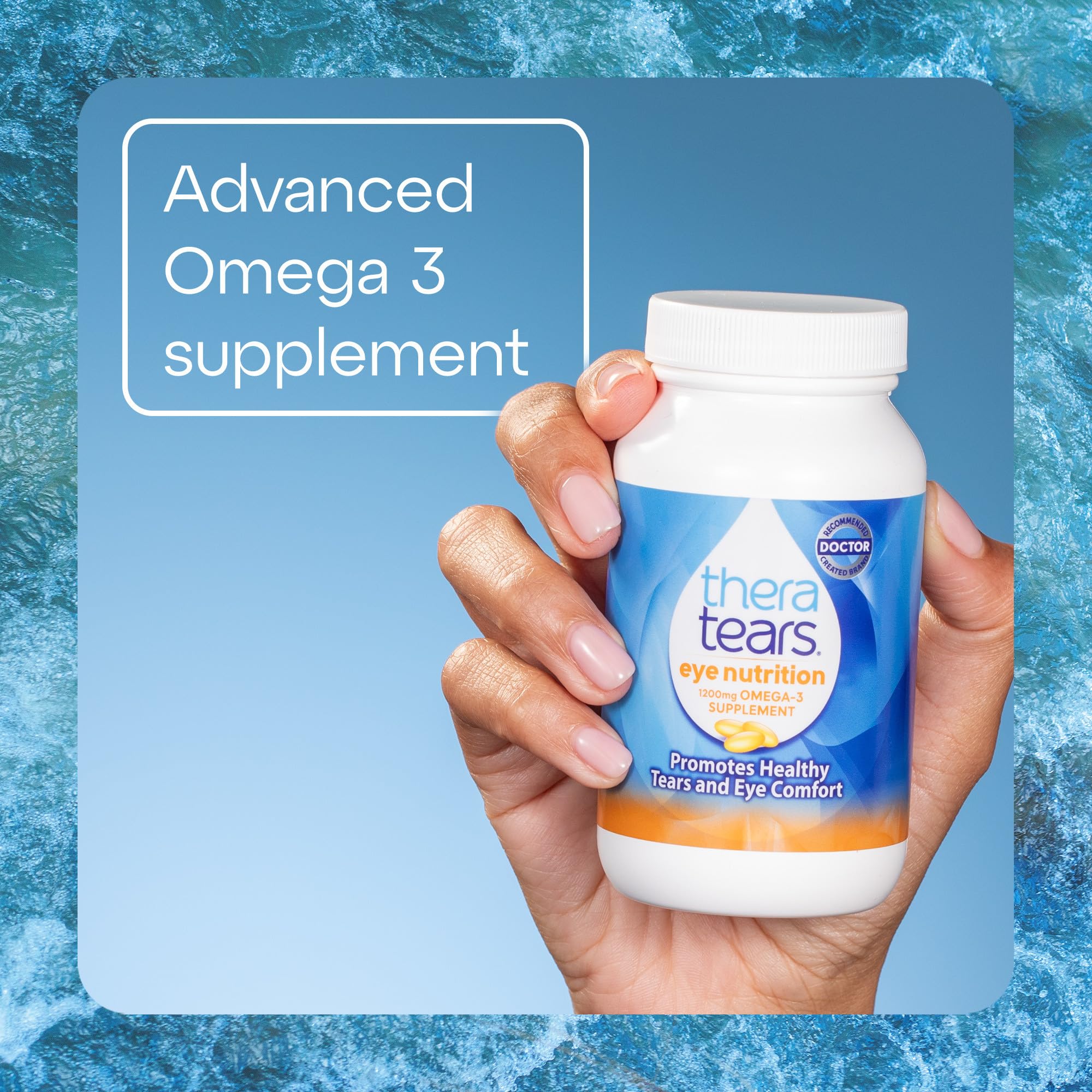 TheraTears Omega 3 Eye Nutrition Supplement 1200mg capsule close-up