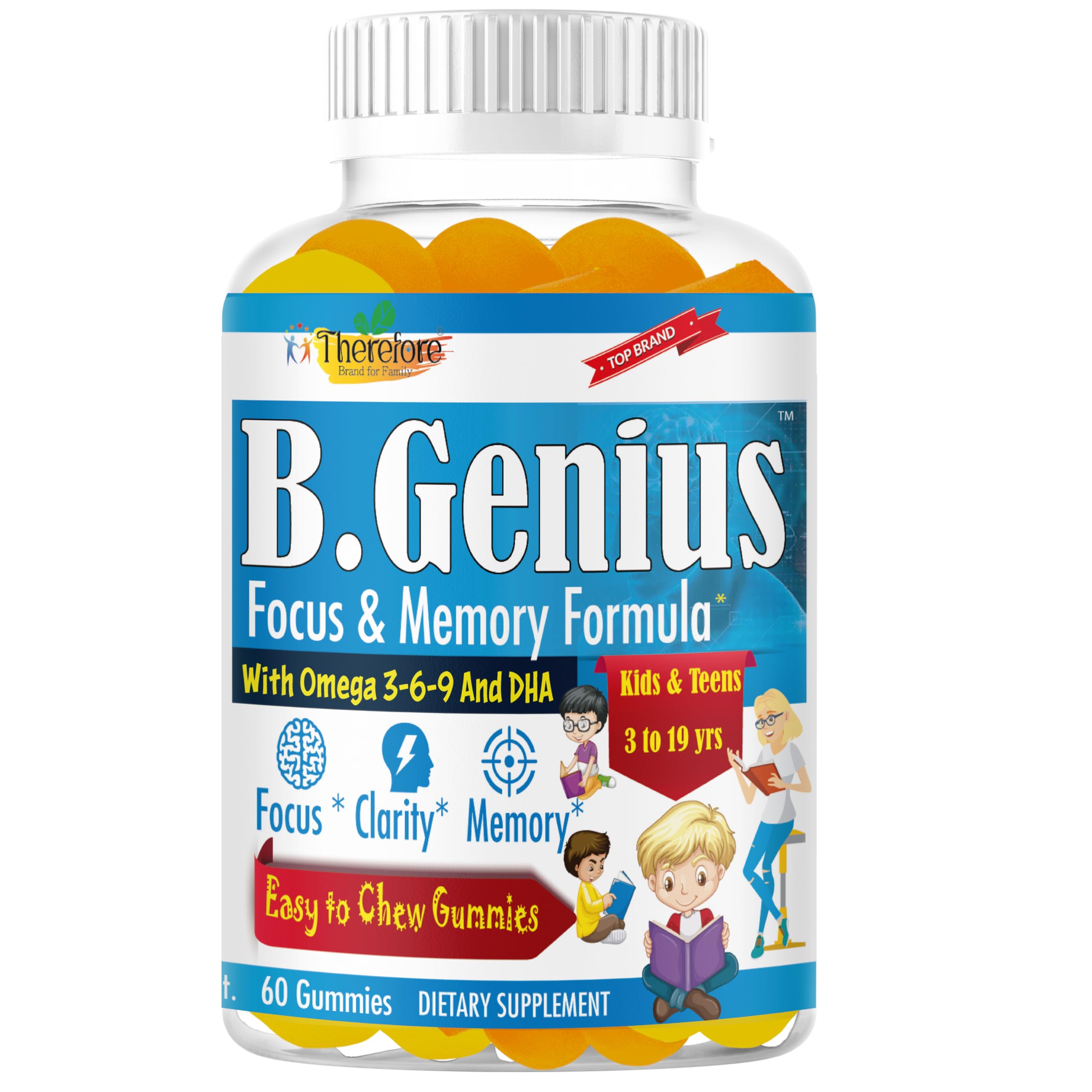 Therefore B.Genius Kids Focus Gummies front view