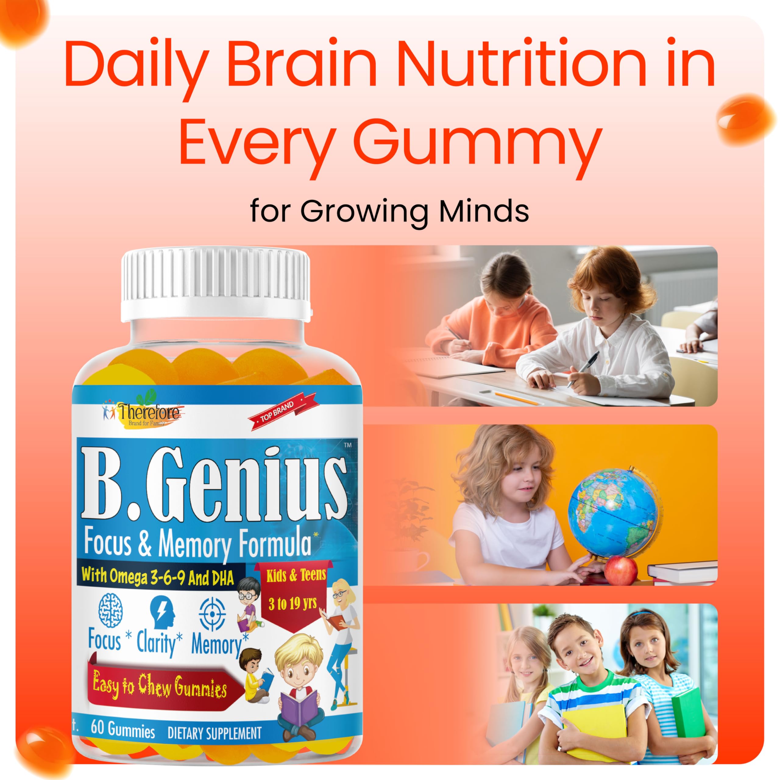 Therefore B.Genius Kids Focus Gummies side view