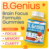 Therefore B.Genius Kids Focus Gummies with a school book