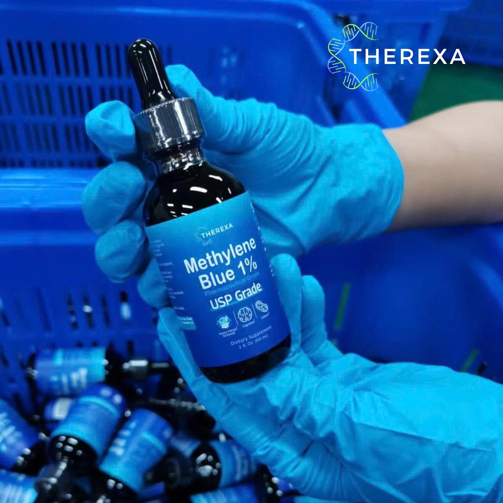 THEREXA Methylene Blue Supplement 10mg dropper in use