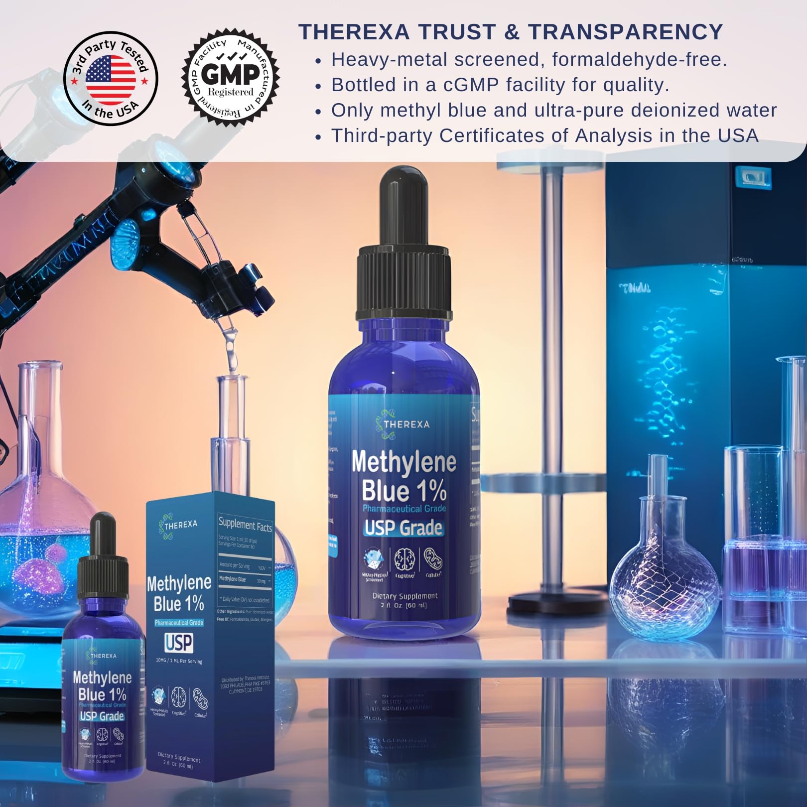 THEREXA Methylene Blue Supplement 10mg side view