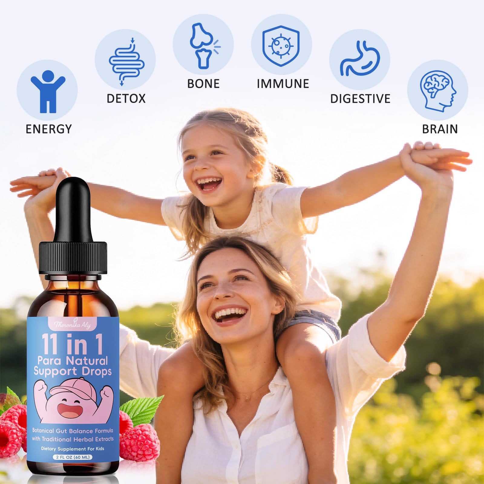 Theronika Aly Herbal daily Support Liquid 145g on a kitchen counter