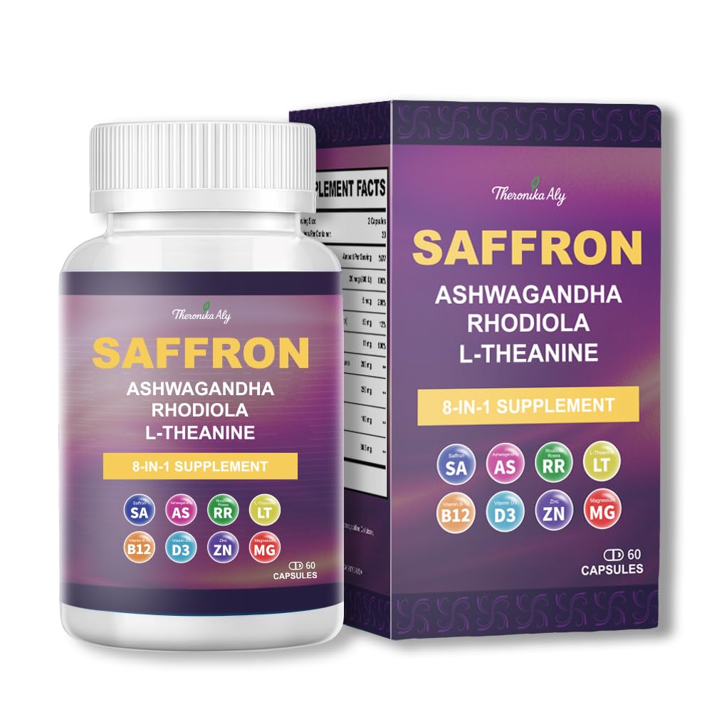 Theronika Aly Saffron Supplement 60 capsules front view