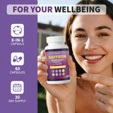 Theronika Aly Saffron Supplement displayed with herbal ingredients
