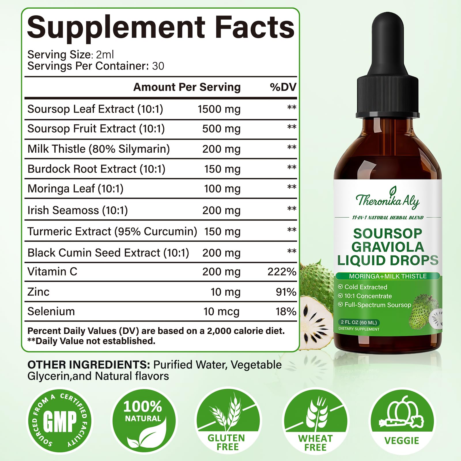 Theronika Aly Soursop Bitters Liquid bottle with dropper