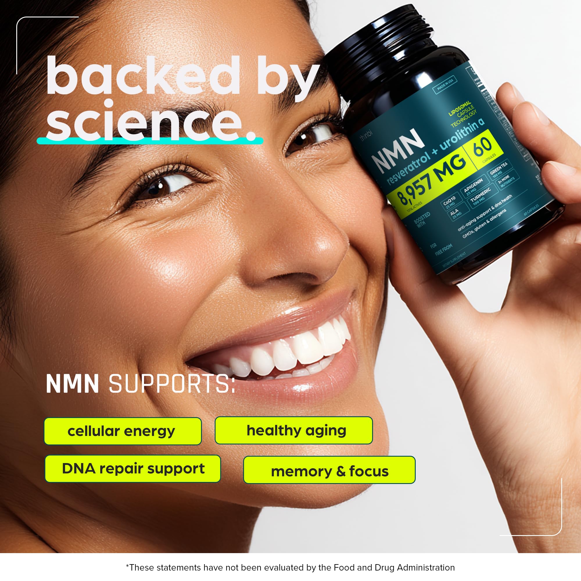 Thinbi NMN Supplement bottle with label