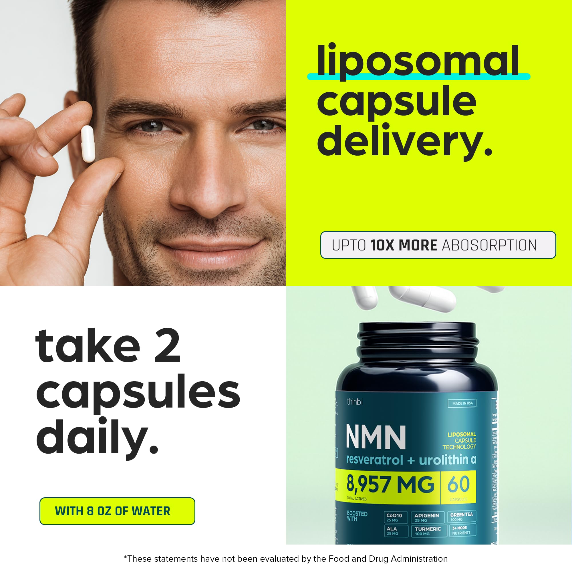 Thinbi NMN Supplement ingredients list close-up