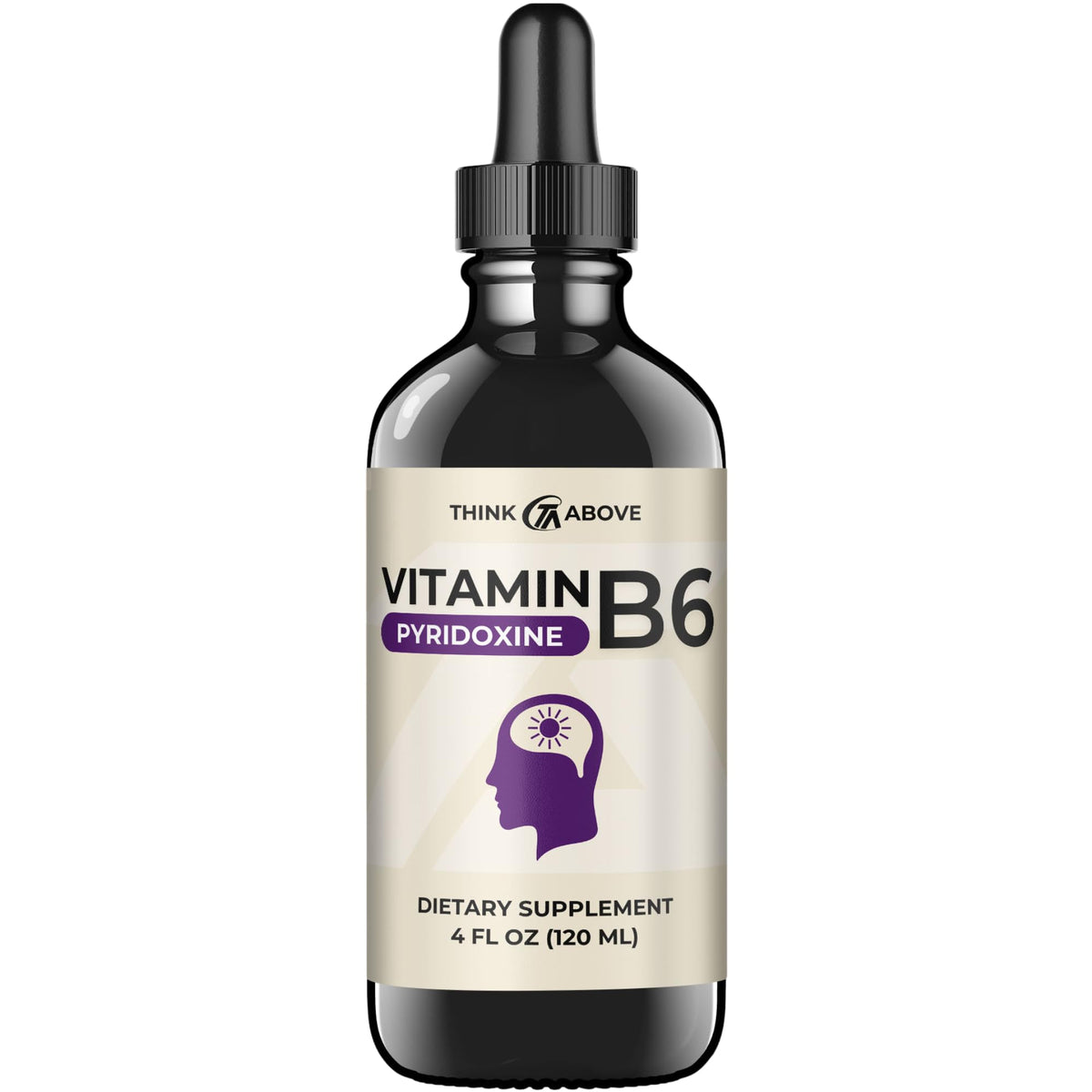 Think Above B6 Liquid Vitamin front view in glass container