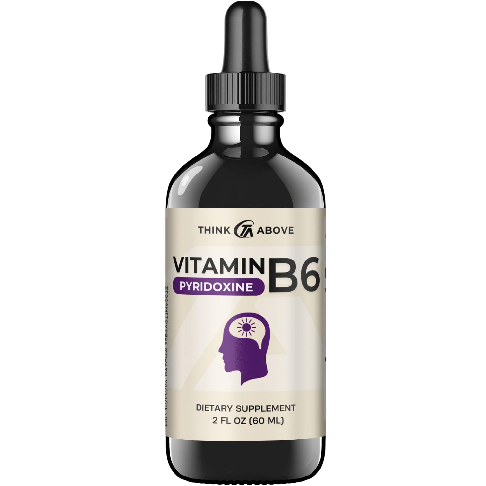 Think Above B6 Liquid Vitamin glass bottle front view