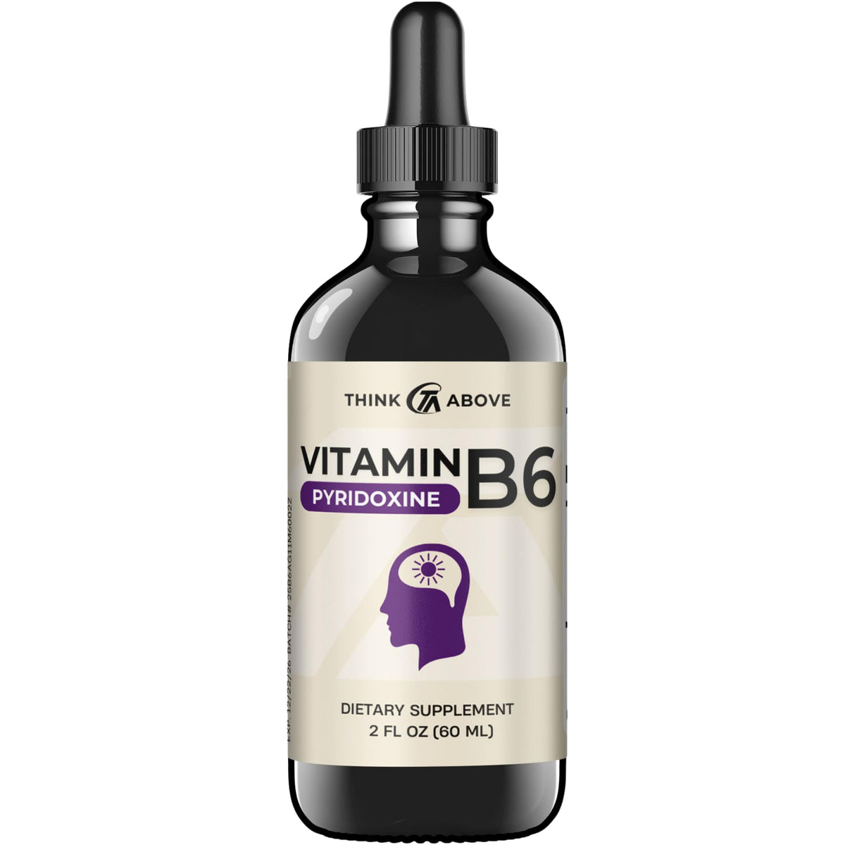 Think Above B6 Liquid Vitamin glass bottle front view