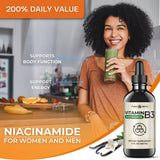 Think Above Niacin Liquid Supplement packaging with ingredients listed