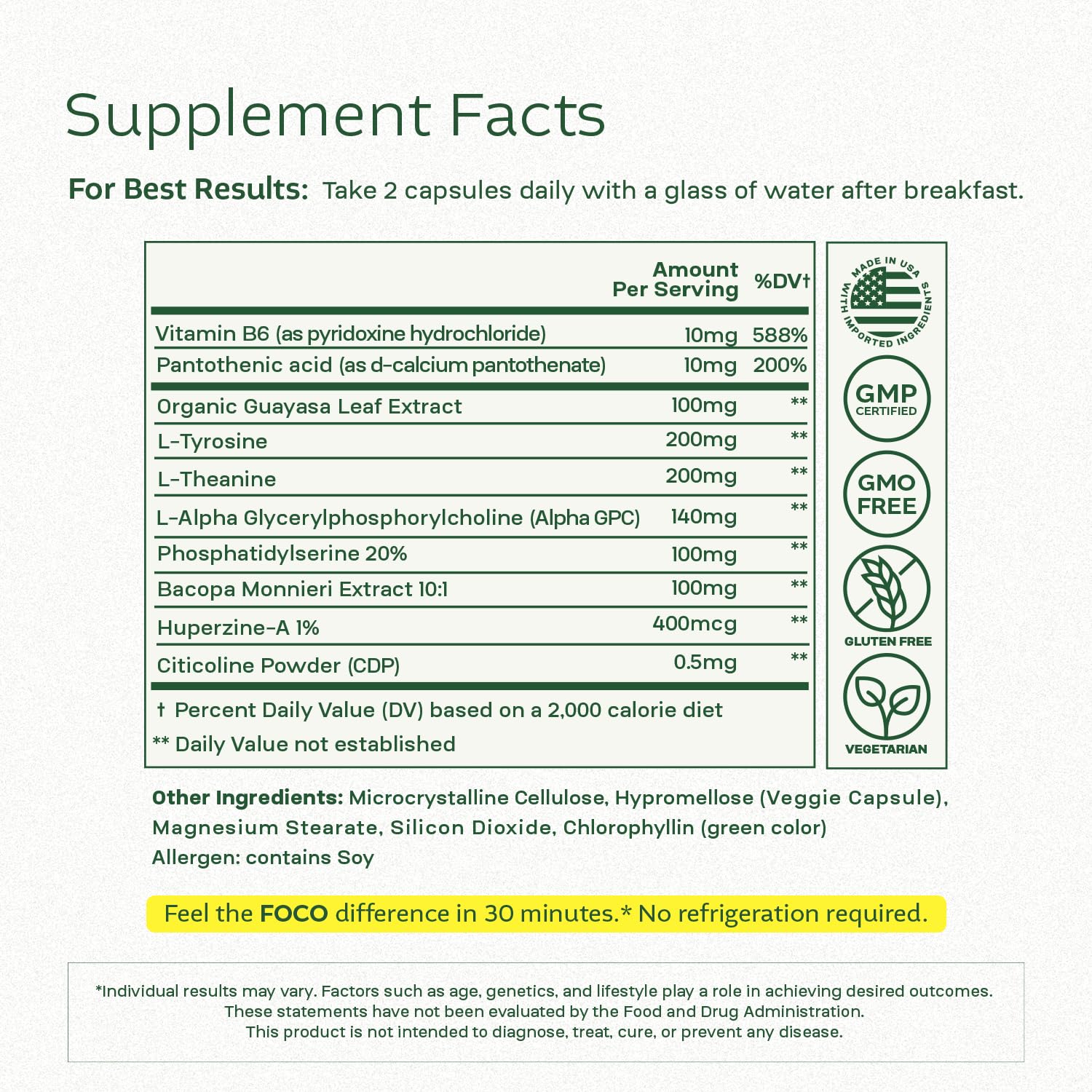Think FOCO Cognitive Support Capsules with a glass of water