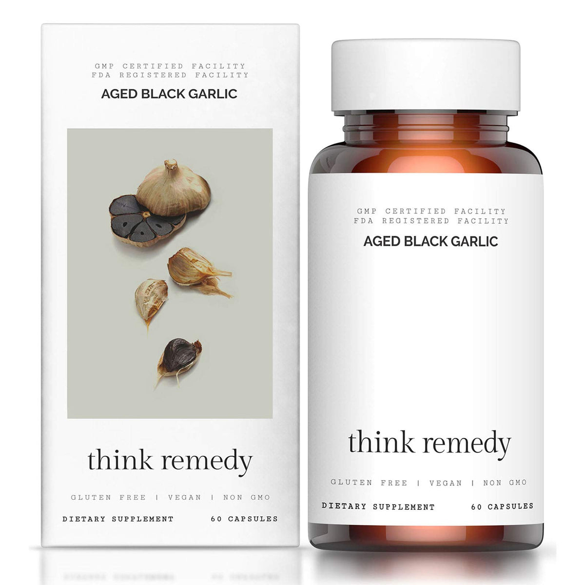 Think Remedy Aged Black Garlic Powder Capsules front view