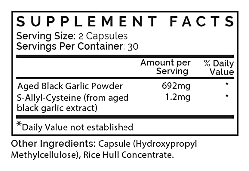 Think Remedy Aged Black Garlic Powder Capsules with ingredients
