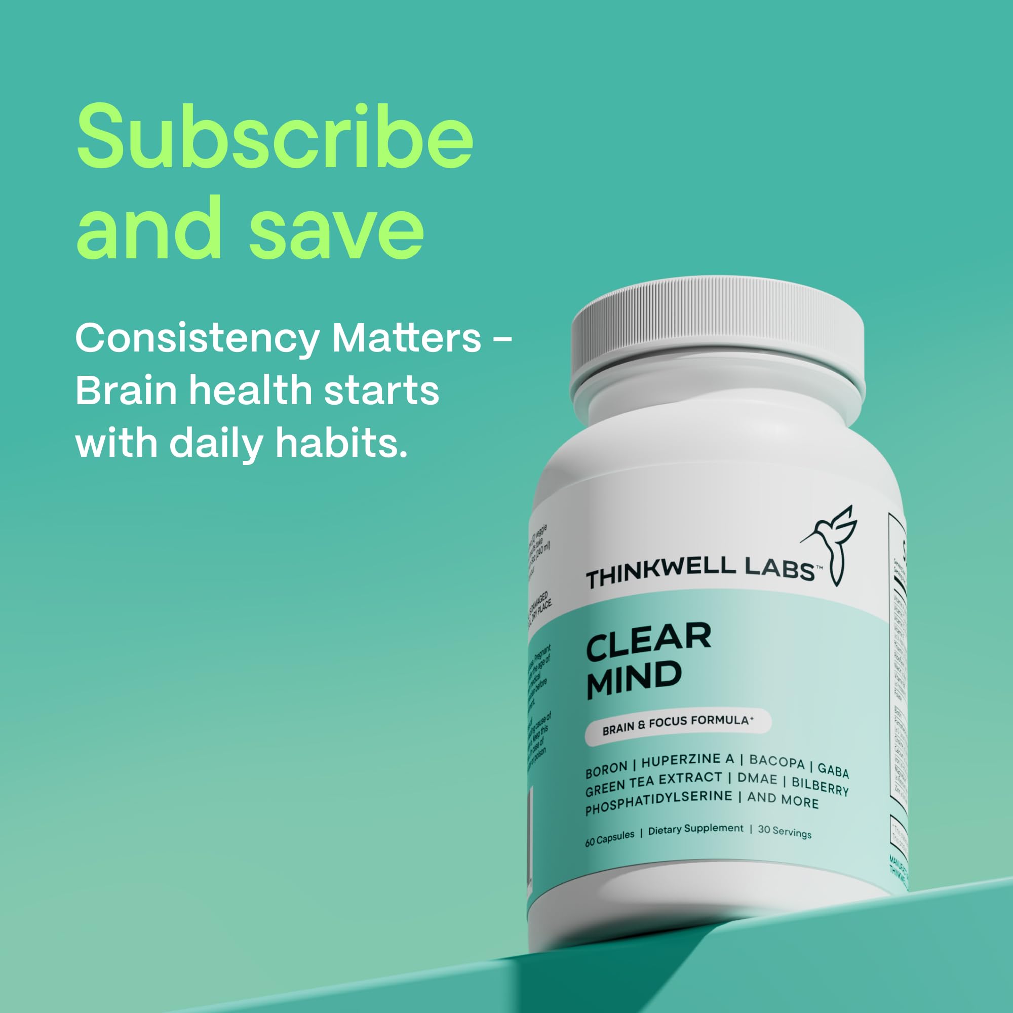 THINKWELL LABS Clear Mind Brain & Focus Formula side view