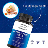 Thomas' all-natural Remedies Alpha Lipoic Acid 600mg capsules side view