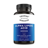 Thomas' all-natural Remedies Alpha Lipoic Acid capsules in a lifestyle setting