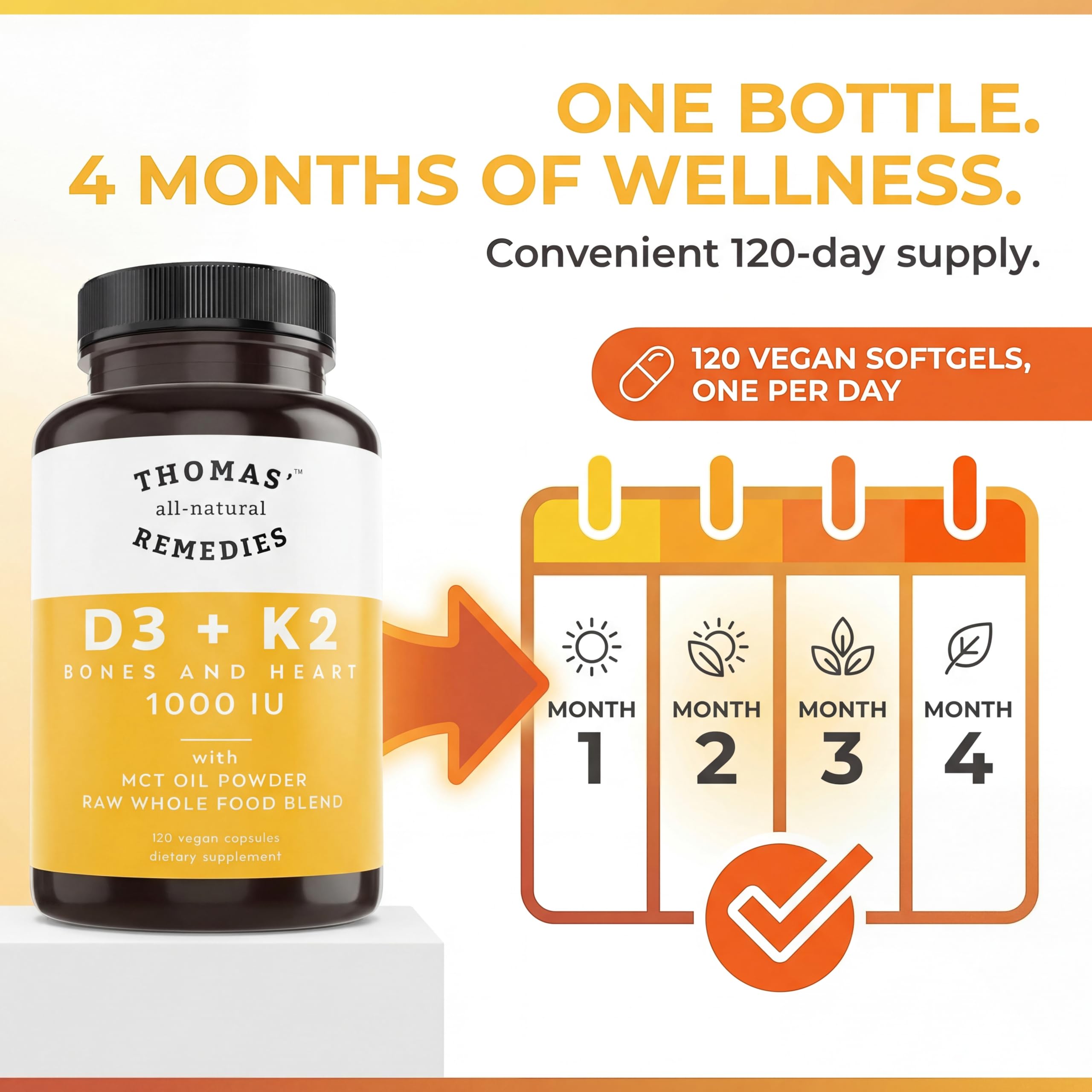 Thomas' all-natural Remedies D3 + K2 with MCT Oil with a glass of water