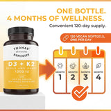 Thomas' all-natural Remedies D3 + K2 with MCT Oil with a glass of water