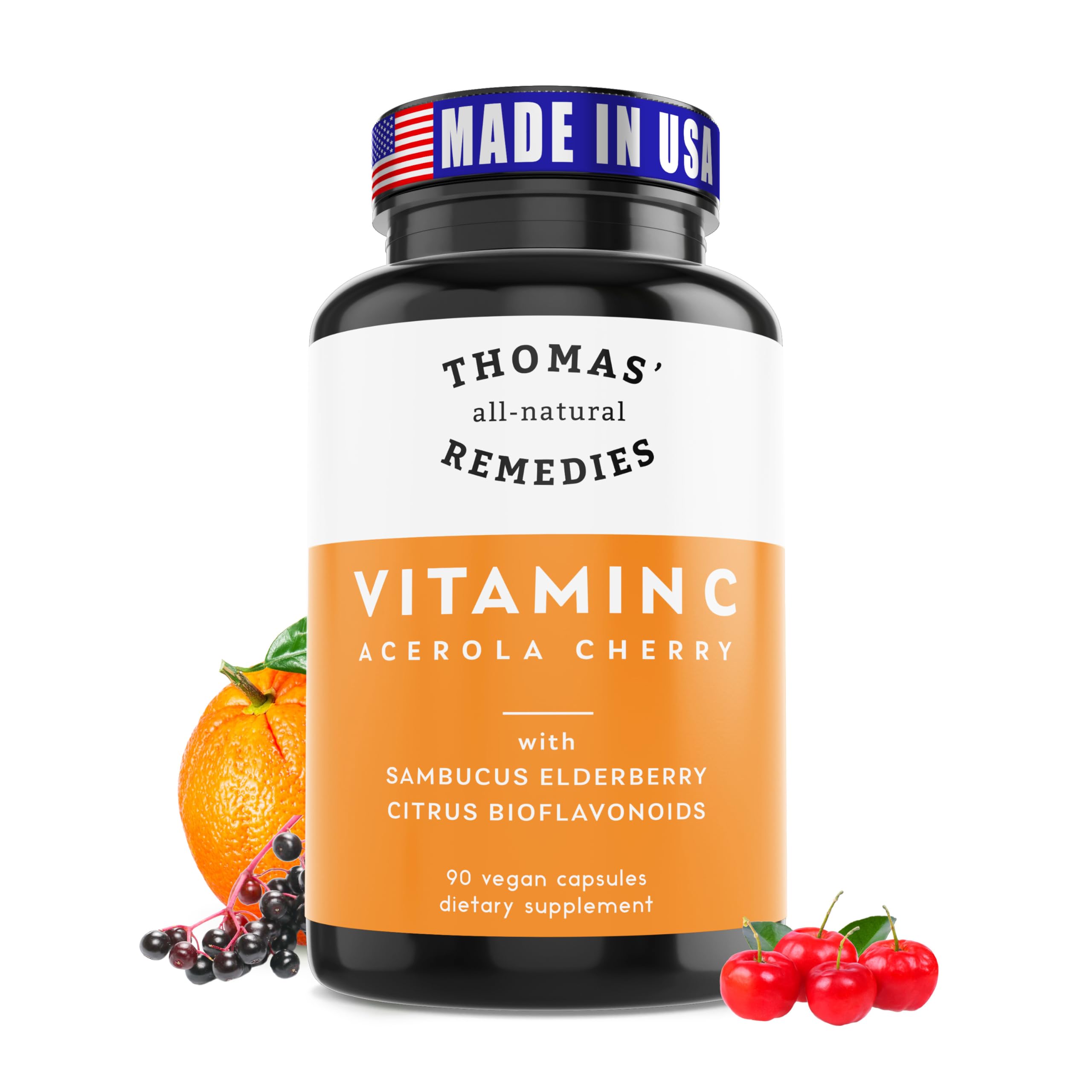 Thomas' all-natural Remedies Elderberry Vitamin C Capsules front view
