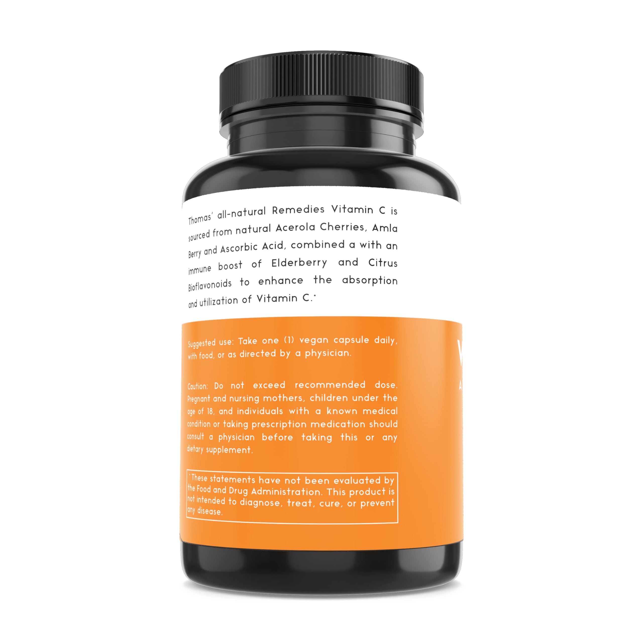Thomas' Elderberry Vitamin C Capsules displayed with citrus fruits