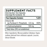 THORNE 5-HTP capsules side view showing dosage details