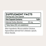 THORNE Adrenal Extracts 50mg capsule bottle side view