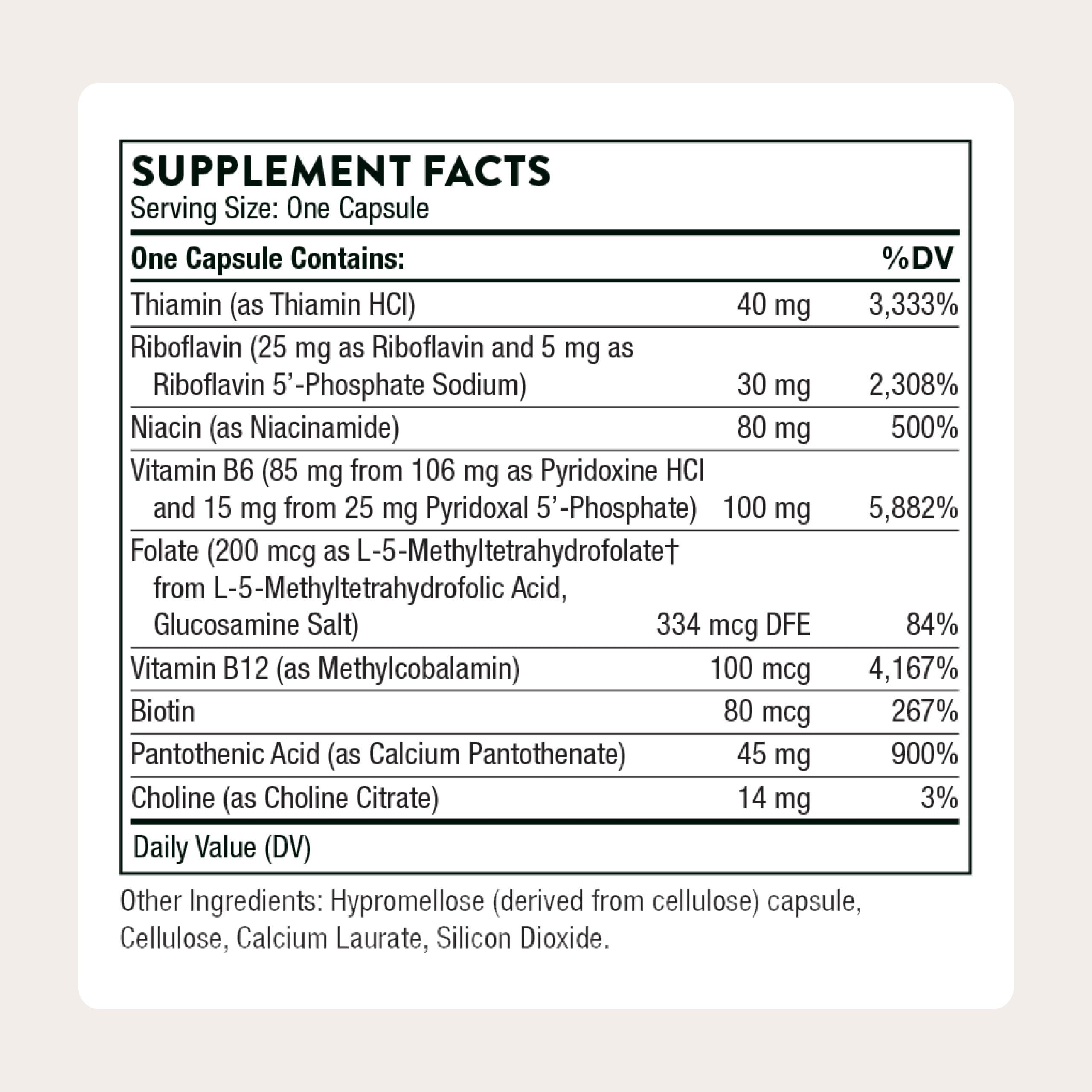 THORNE B-Complex Daily Supplement 40g side view