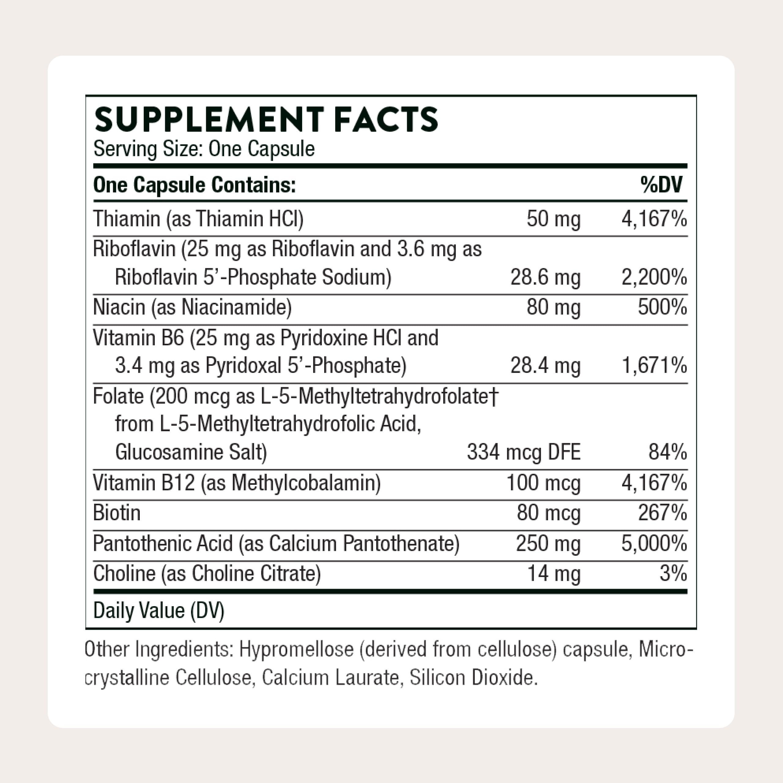 THORNE B-Complex Daily Supplement 60 Capsules side view