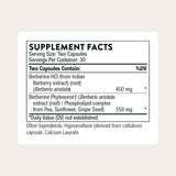 THORNE Berberine Capsules 450mg side view showing label details
