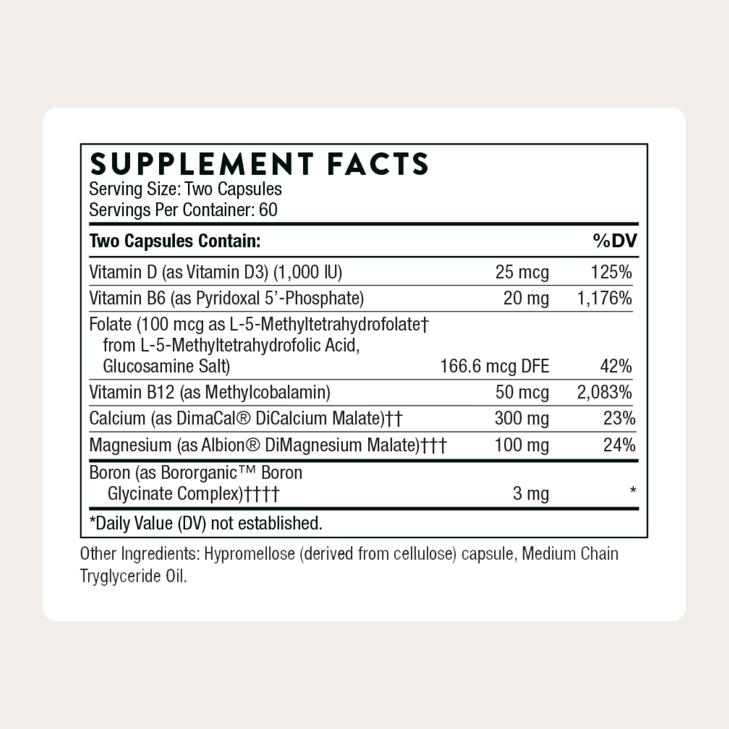 THORNE Calcium Supplement capsules with packaging