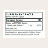 THORNE Copper Trace Mineral Supplement 2mg capsule side view
