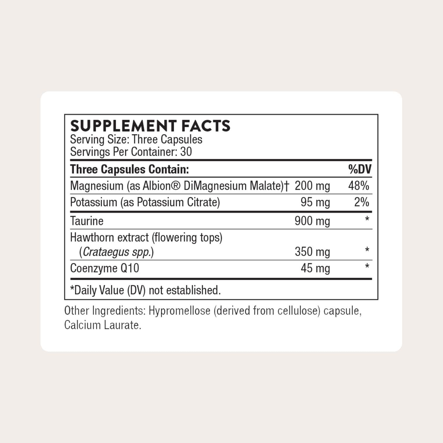 THORNE CoQ10 Capsules 45 mg side view