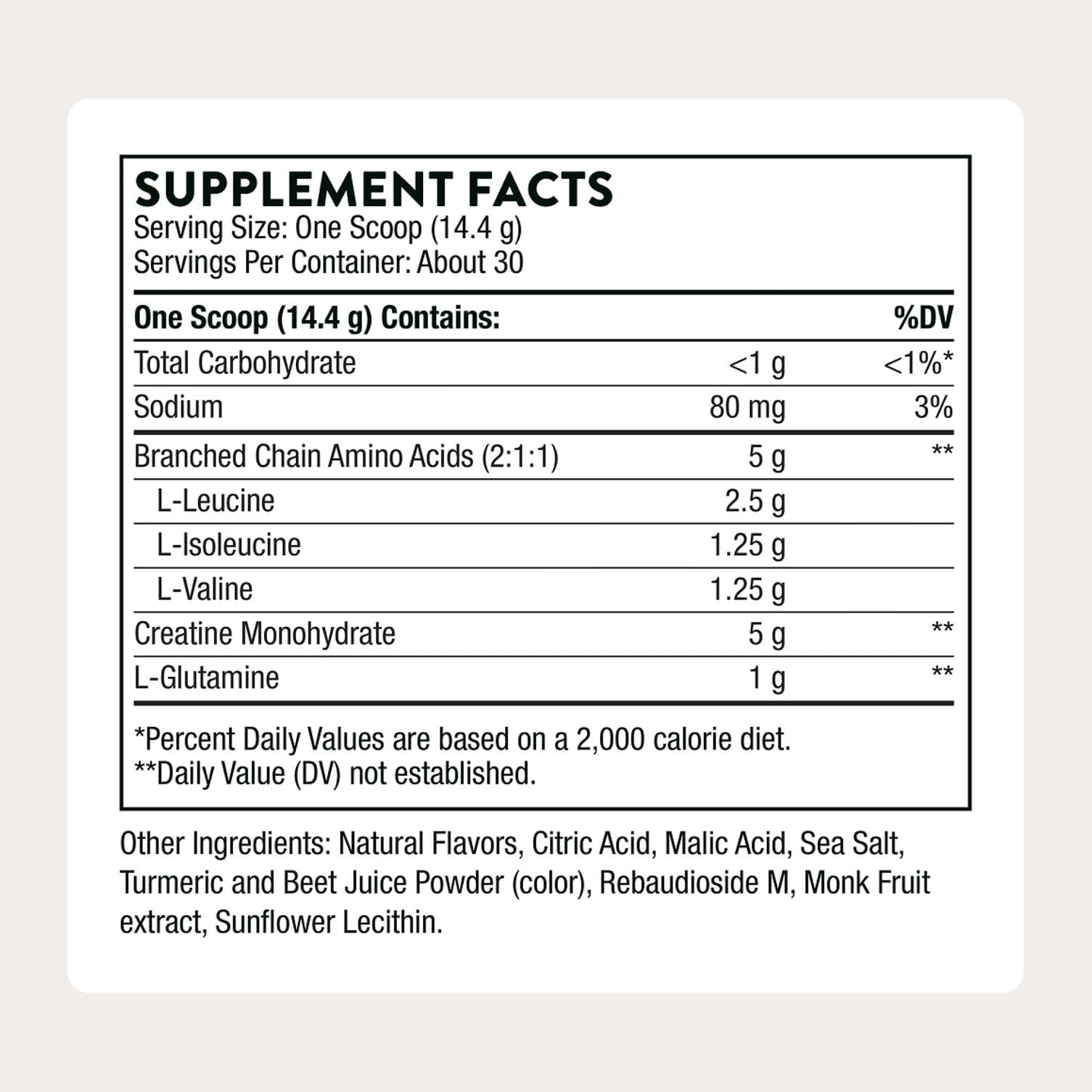 THORNE Creatine Powder 431g back view with nutritional information