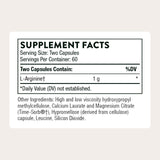 THORNE L-Arginine 1g capsules back view