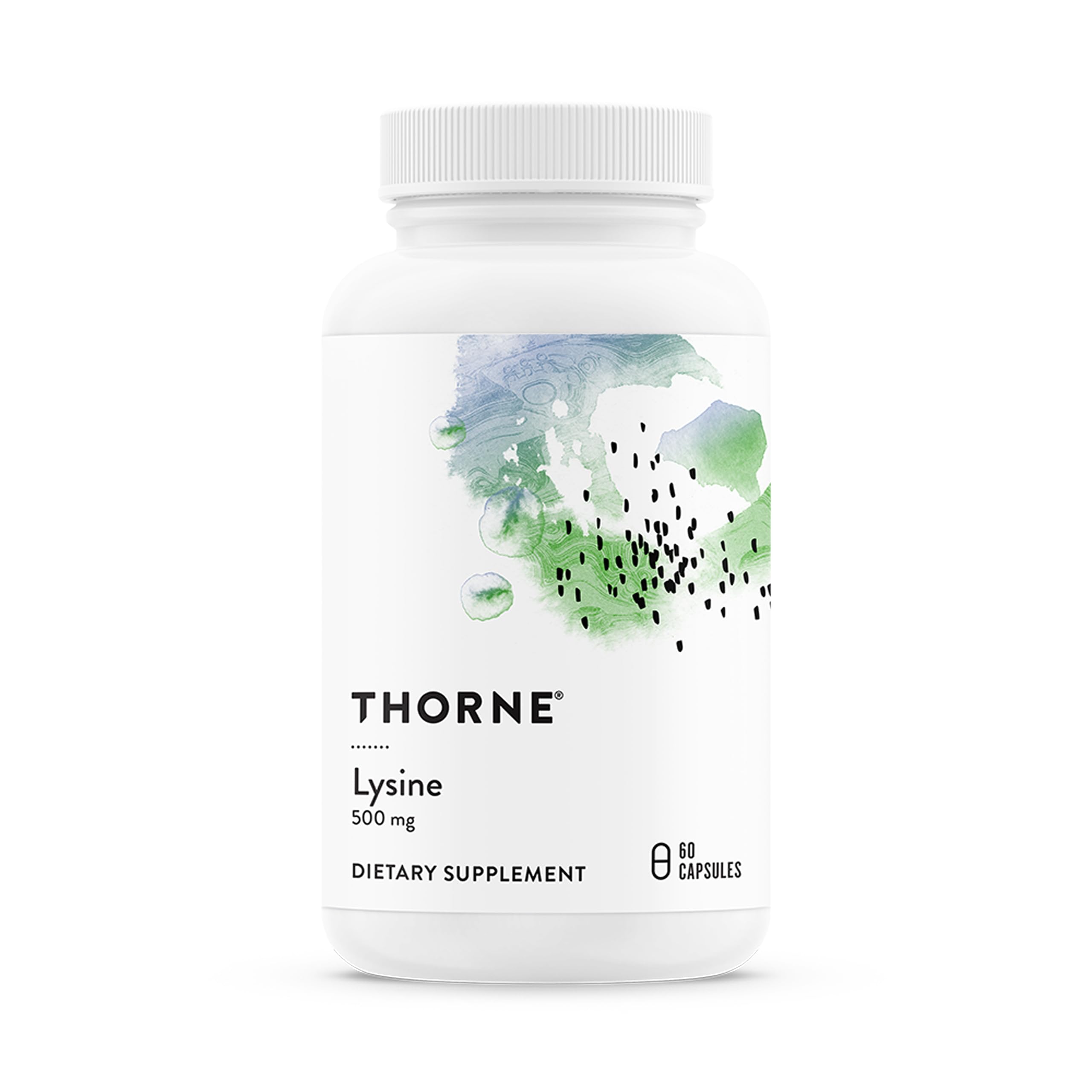 THORNE L-Lysine 500mg Supplement front view with packaging