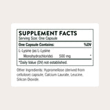 THORNE L-Lysine 500mg Supplement side view showing capsule