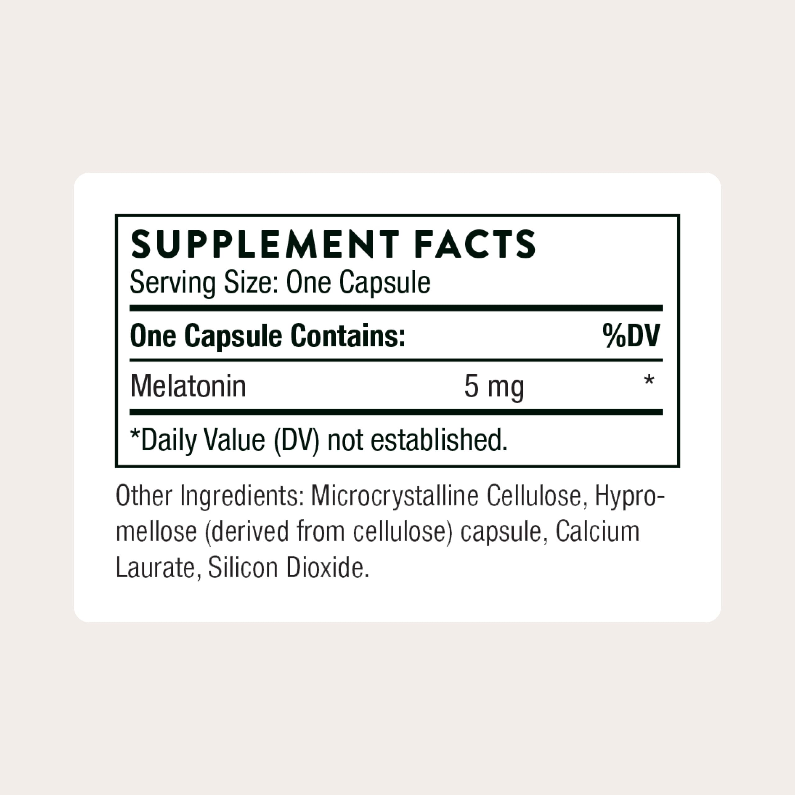 THORNE Melatonin Sleep Supplement 5mg capsule close-up