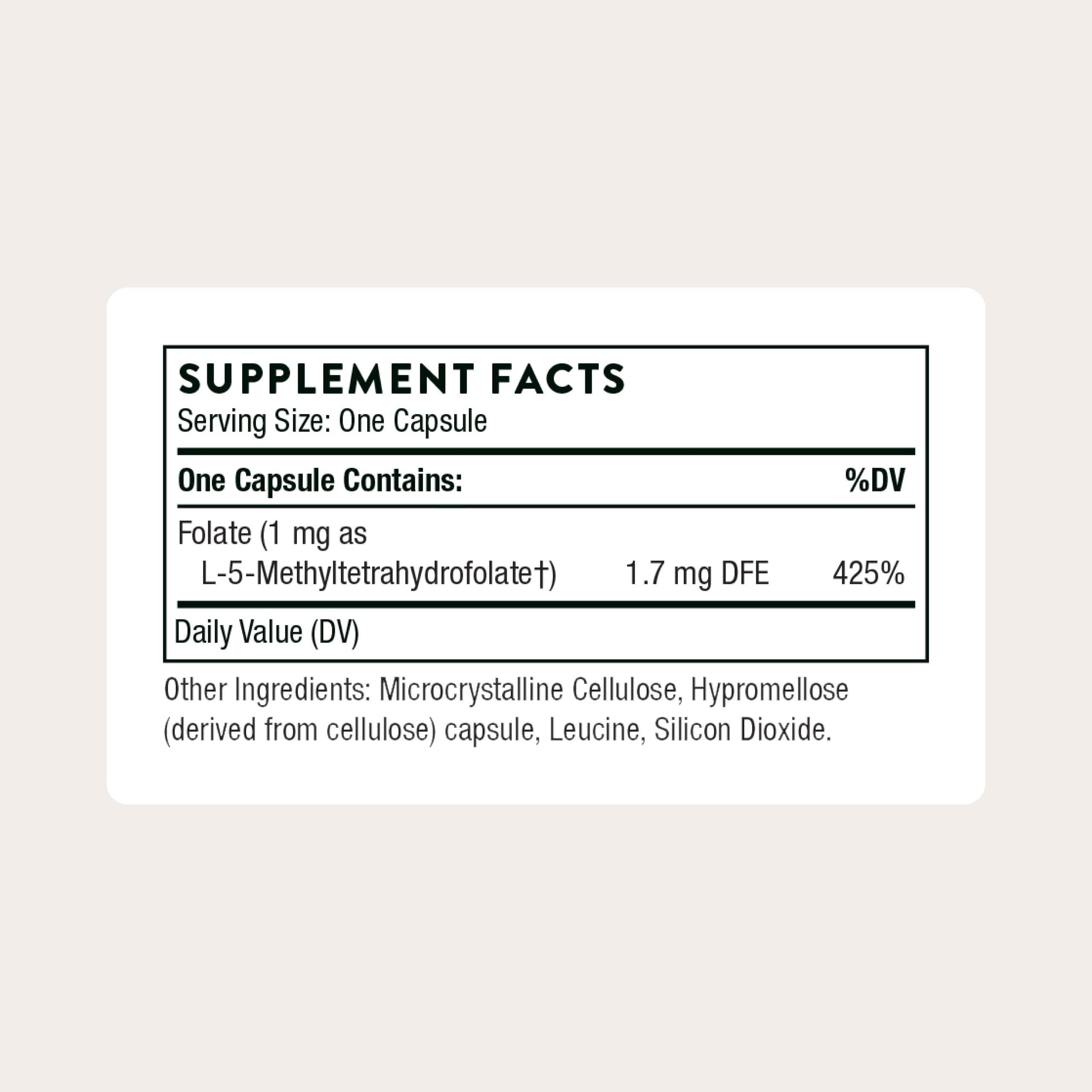THORNE Methylfolate B9 Supplement side view with label