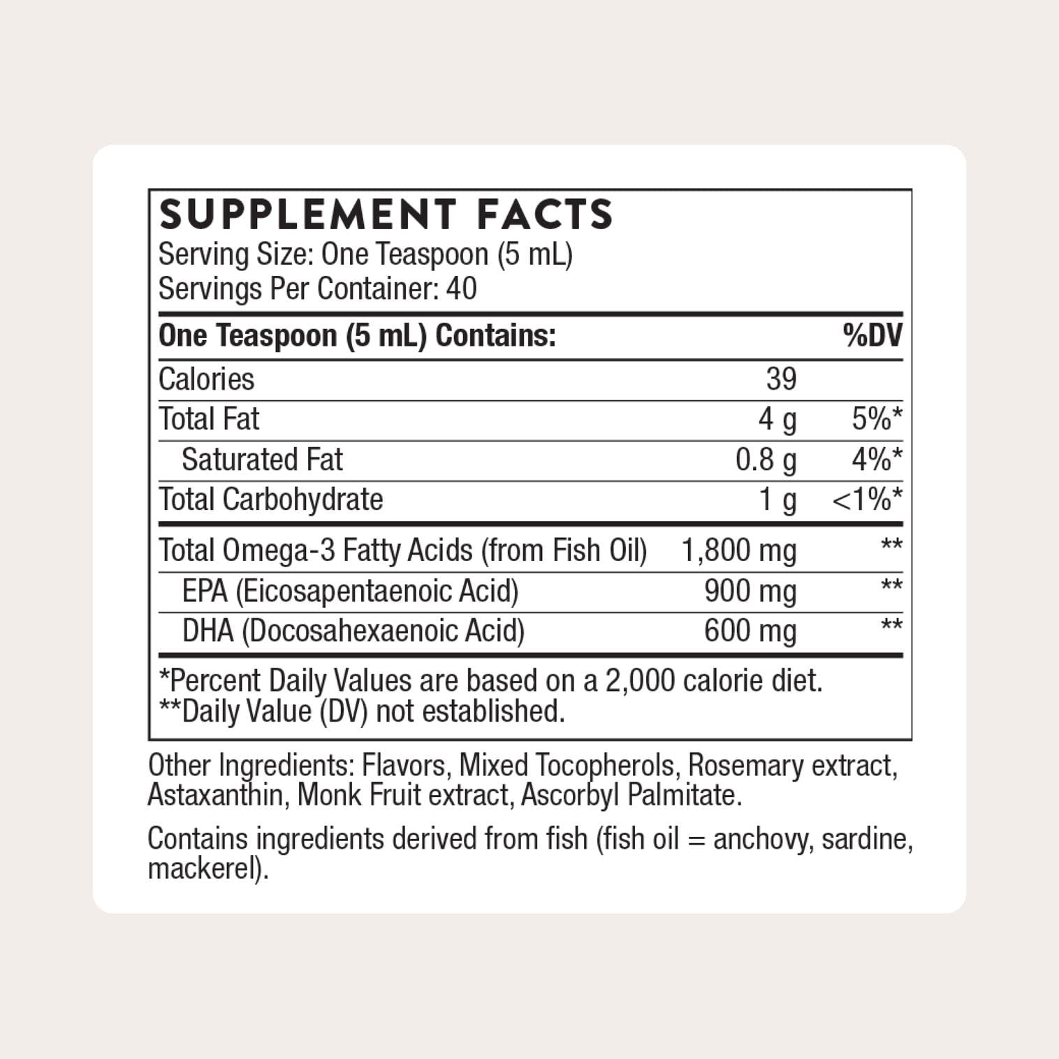 THORNE Omega-3 Fish Oil 1800mg bottle side view