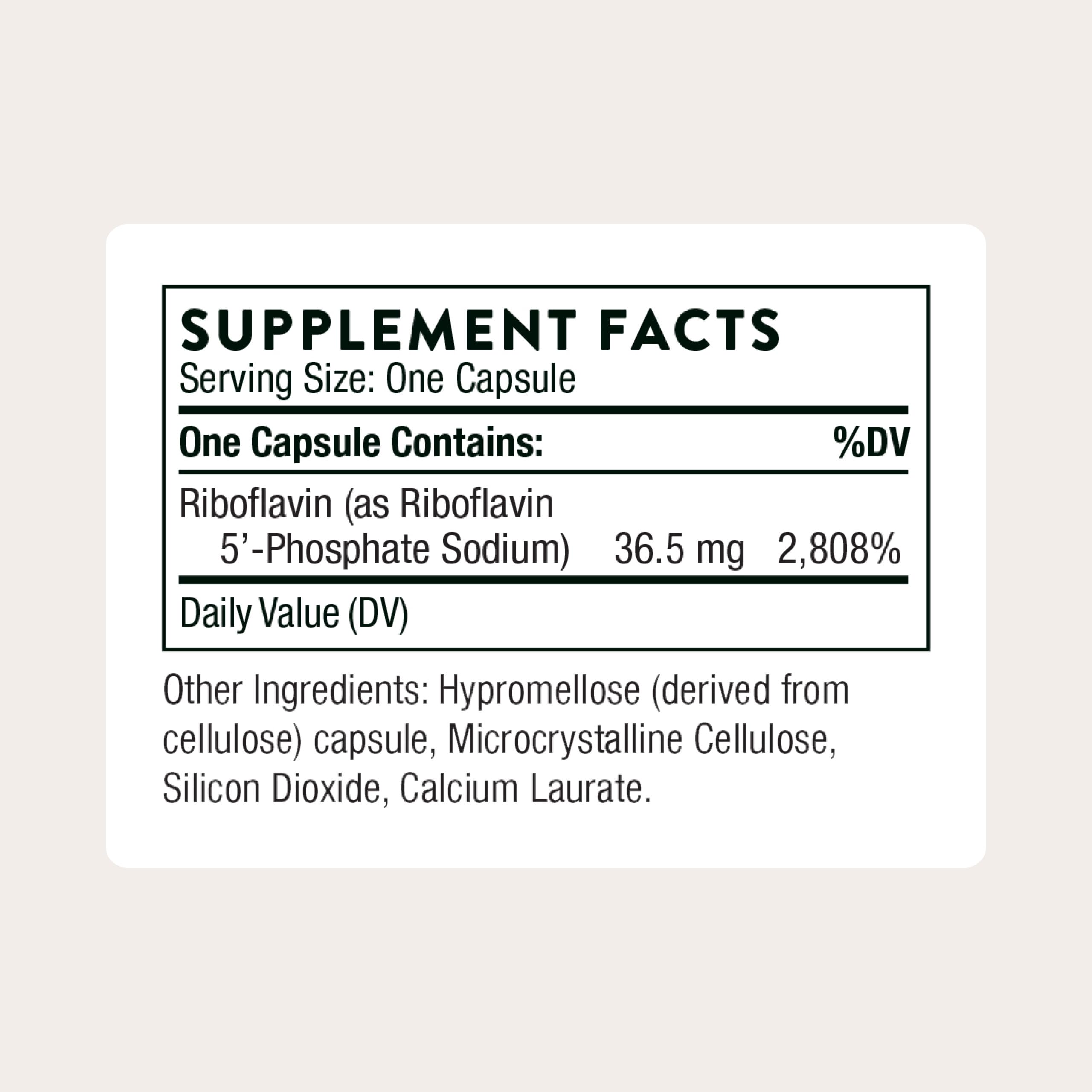 THORNE Riboflavin B2 Supplement 36.5mg capsule close-up