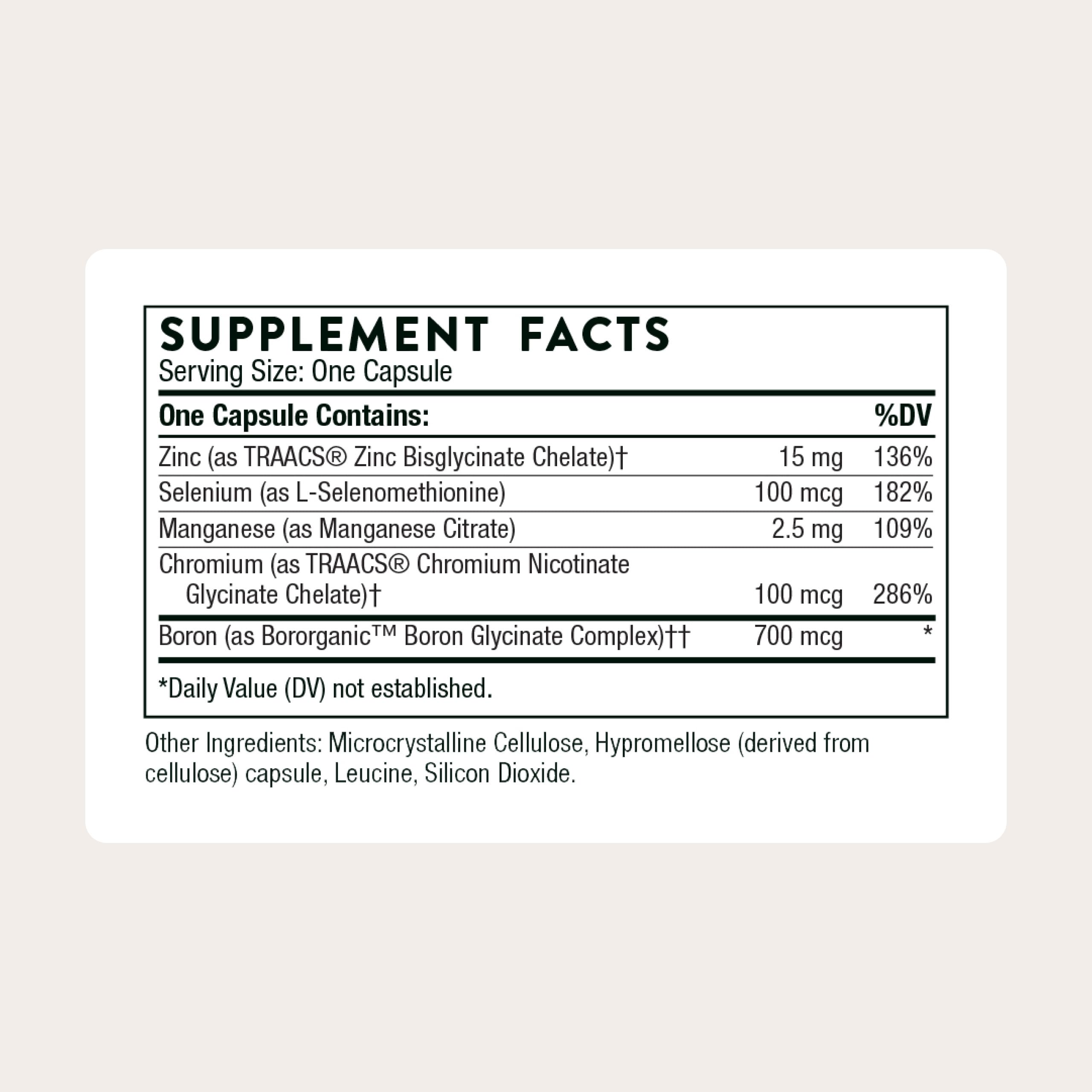 THORNE Trace Minerals Supplement 40g side view